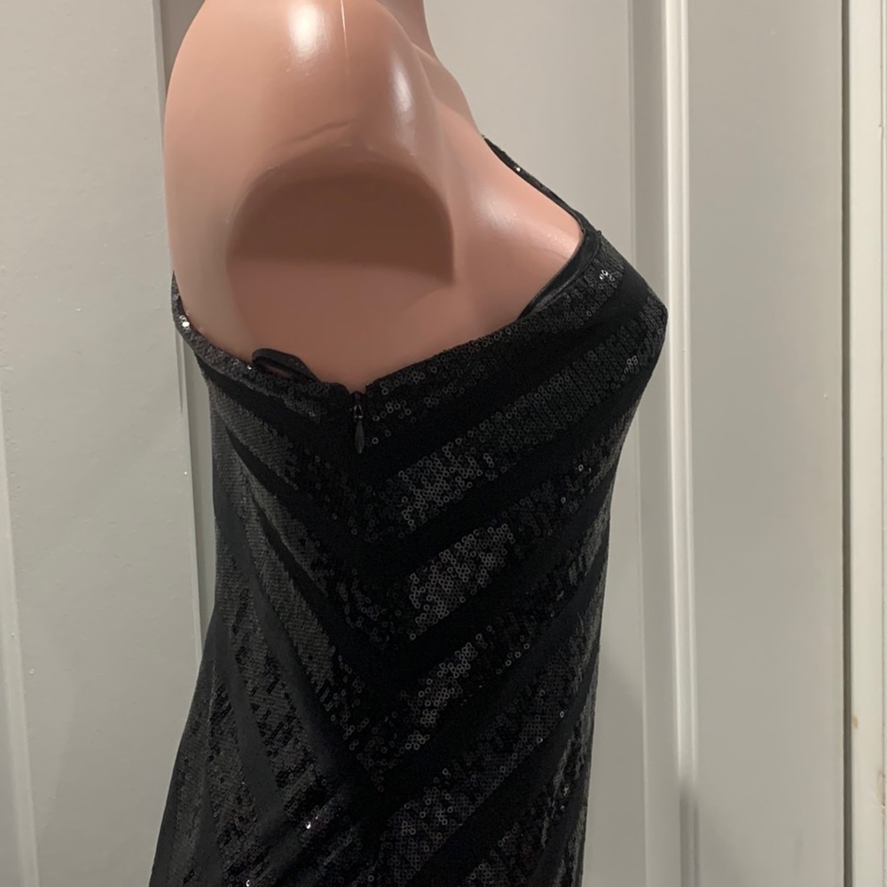 DAVID MEISTER One Shoulder Black Sequin Gown - Picture 7 of 10